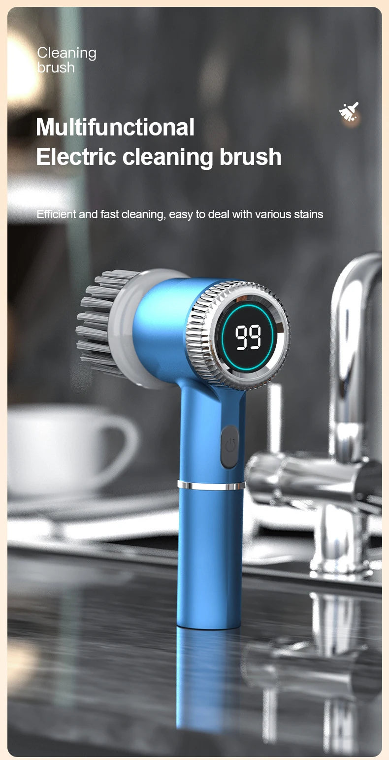 Wireless Electric Cleaning Brush Rechargeable Kitchen Dishwashing Brush